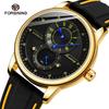 Men Wristwatch Black Blue Dial Automatic Transparent Mechanical Watch Silicone Rubber Band Male Sport Clock Relogio Masculino366