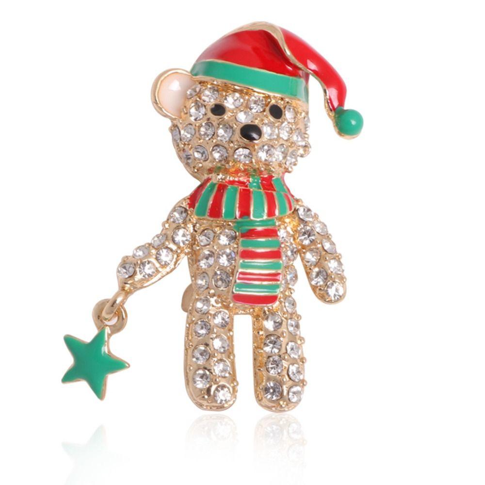 

Мультяшный мультяшный значок на воротник, полностью из страз, рождественская брошь с медведем, личность, на каждый день Bear