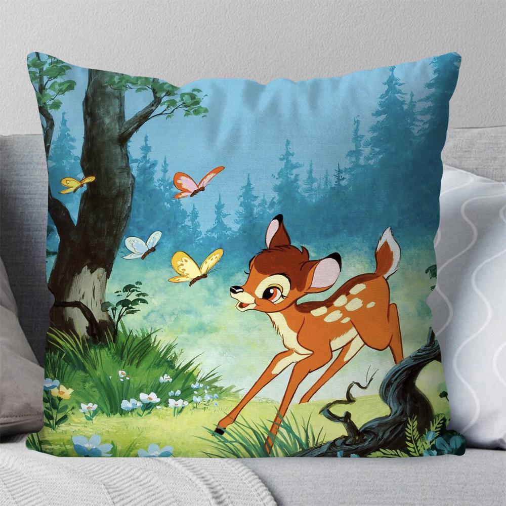 Animated B-Bambi Fairy Tale Pillow Case Square Pillow Bedroom Sofa Leisure Comfort Cushion Car Living Room Home Decoration 40X40