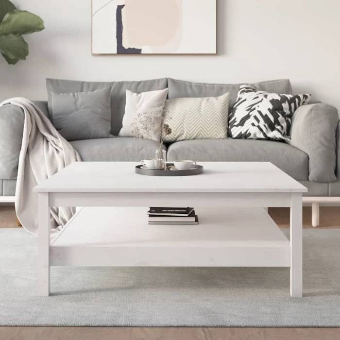 VidaXL Table basse Blanc 100x100x40 cm Bois massif de pin 814295