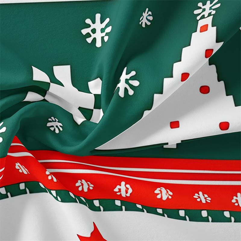 Christmas Soft & Breathable 3pcs Christmas Duvet Cover Set - Geometric Pattern, Includes 1 Duvet Cover and 2 Pillowcases