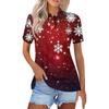 Women's Fashion Casual Lapel Short Sleeve Christmas Print Shirt Women's Button Up Tops