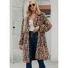 New leopard print imitation fur coat medium and long coat plush trench coat suit collar