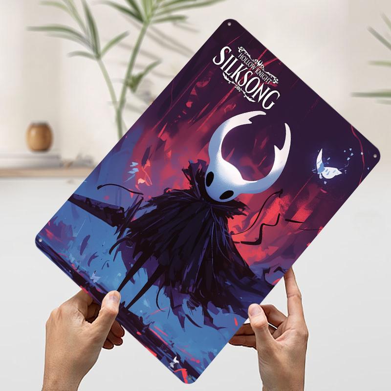 

Hollow Knight Silksong Игровое Искусство Печатный Постер Индивидуальное Настенное Искусство Ретро Винтажные Металлические Жестяные Вывески для Домашнего Декора Украшения Комнаты 7.9x11.8In(20x30cm)