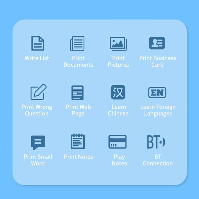Mini Tragbarer Thermodrucker Papier Foto Taschen Thermodruck Drahtloser BT Verbindungsdrucker 200dpi Foto Etikett für iOS/Android