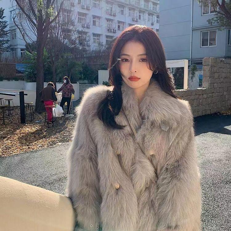 Imitation fox fur coat winter new temperament socialite small fragrant style thickened plush coat