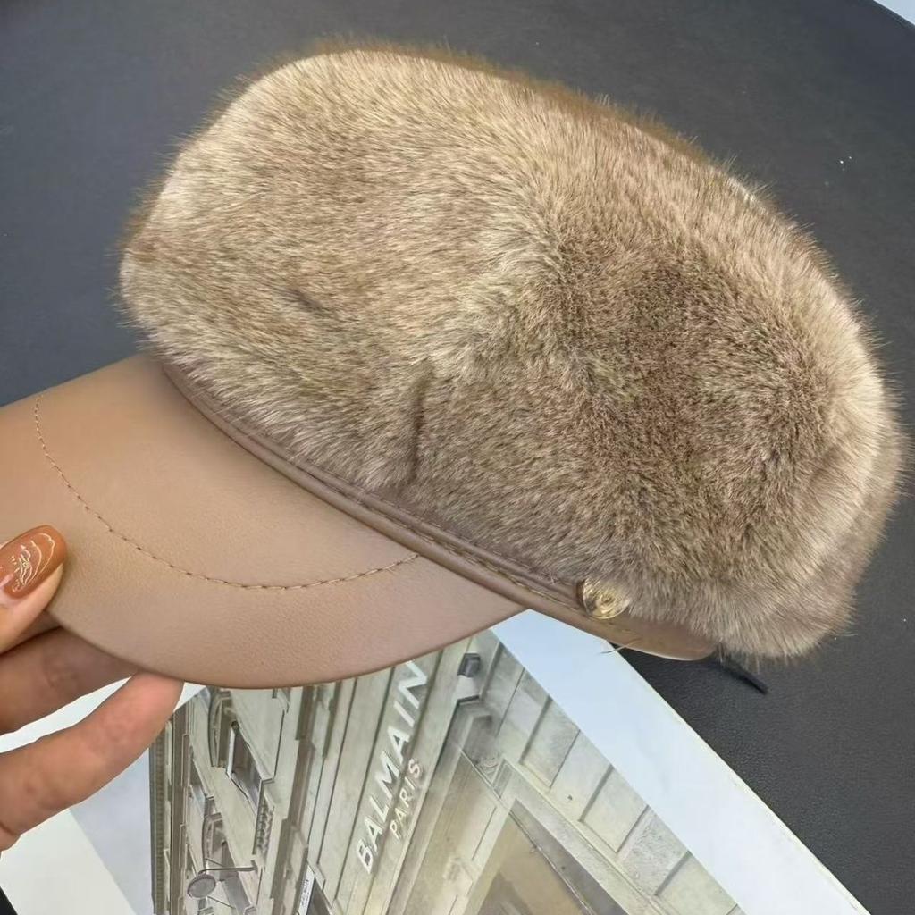 Autumn and Winter Rabbit Fur Cap New Warm Temperament Versatile Painter Beret