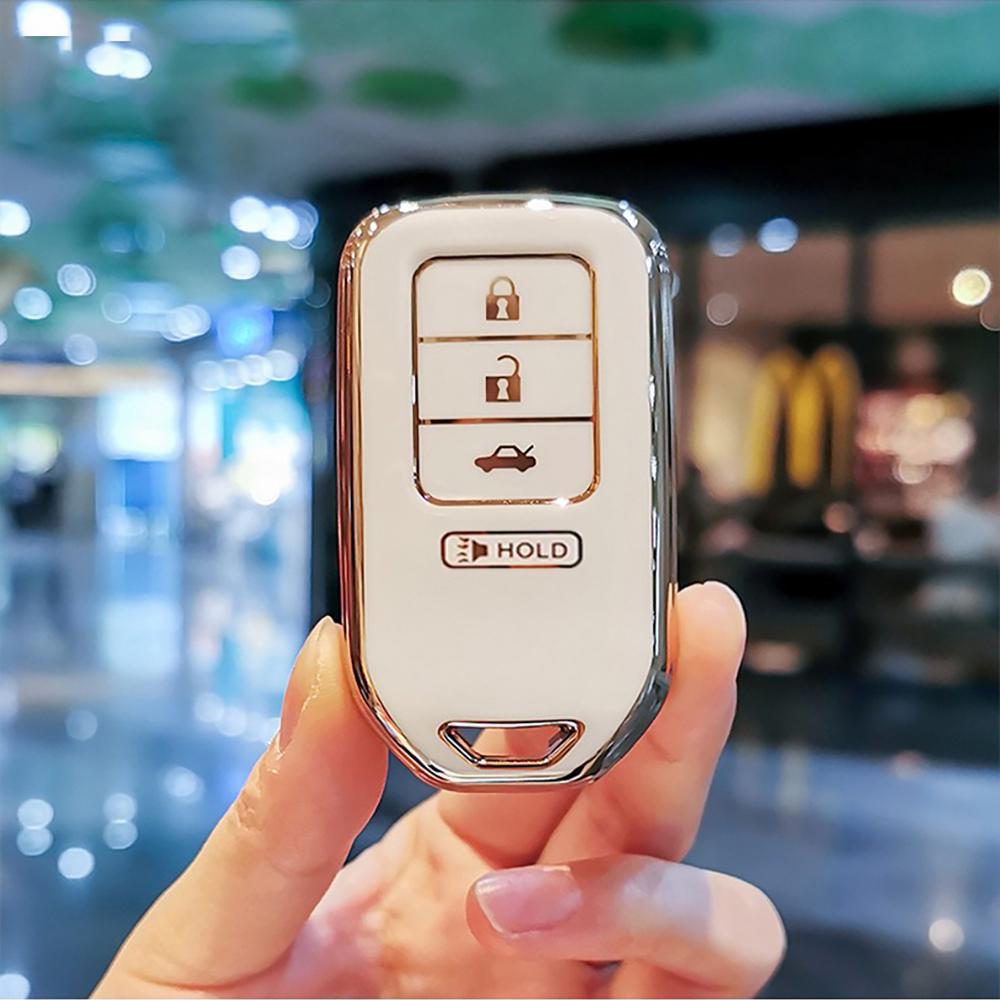 4 Buttons Plating Tpu Car Remote Key Fob Cover Case For Honda Accord Ex Exl Civic Crv Hrv Pilot Ridgeline  - Pocketor