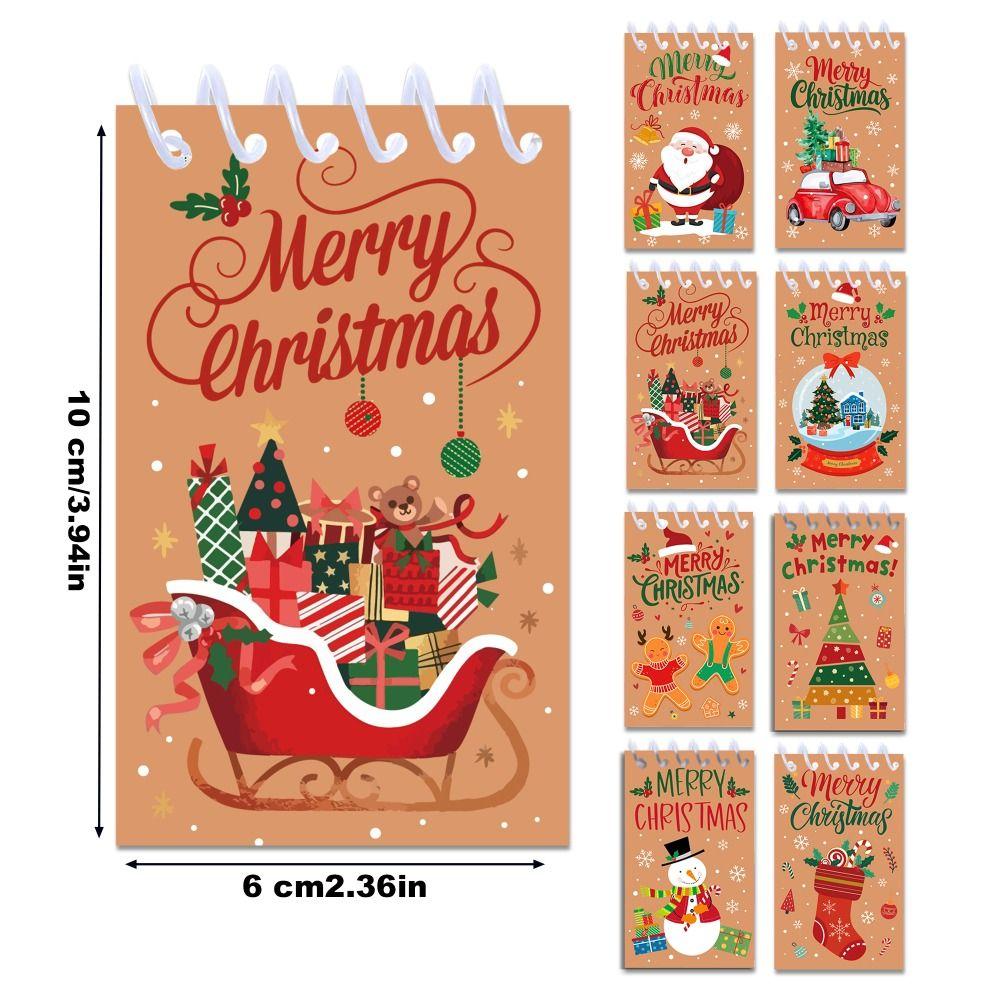 8PCS Coil Binding Santa Claus Notebook Mini Size Spiral Notebook Mini Notepads  Home Decorations