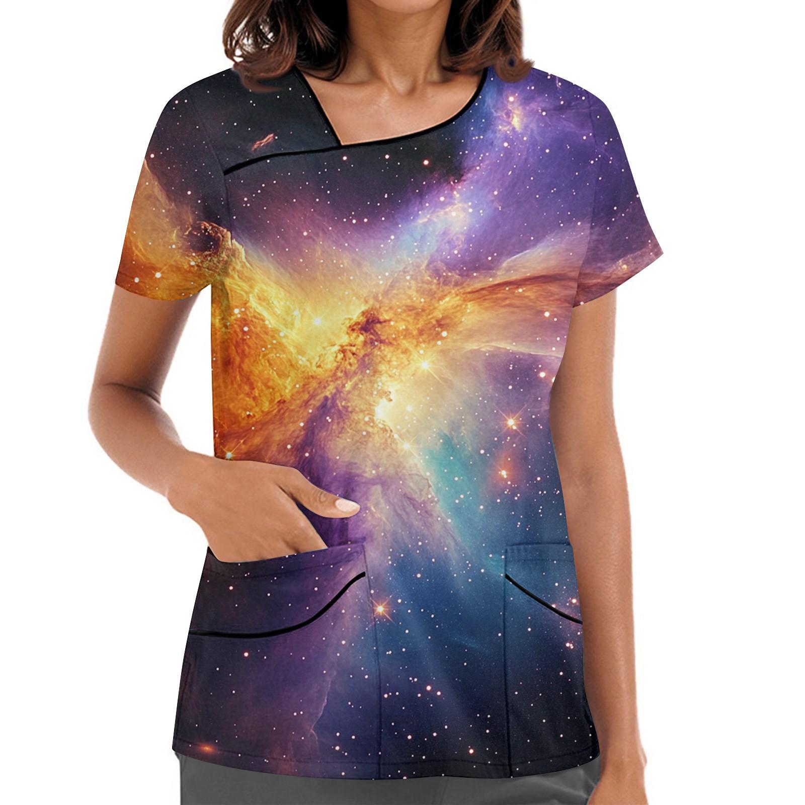 

Женская рабочая одежда с принтом, покатый воротник и двухслойные карманы, базовый верхний пуловер XL