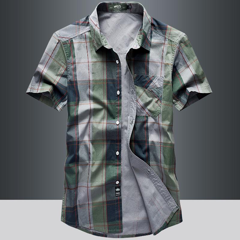 

Летняя печатная рубашка мужская рубашка с короткими рукавами тонкая повседневная рубашка XXL