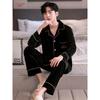 Men's Pajamas Autumn and Winter Golden Velvet Warm Long-sleeved Cardigan Loungewear High-end Men's Models Can Be Worn Outside a Two-piece Set