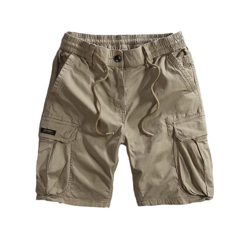 Men's Lightweight Elastic Black Multi-Pocket Casual Shorts