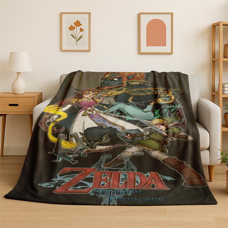 Classic Game Z-Zelda Cartoon Link Flannel Blanket Soft Warm Throw Blanket for Bedroom Living Room Bed Travel Camping Picnic