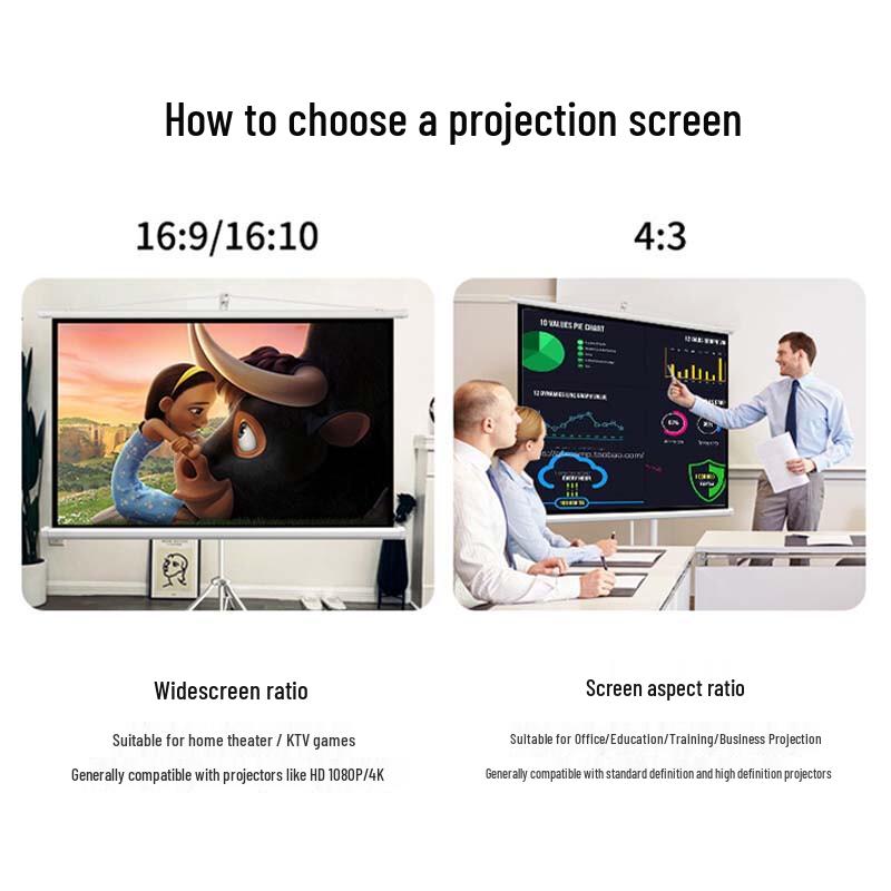 Jingmi 100-inch 16:9 HD Projector Screen with Stand