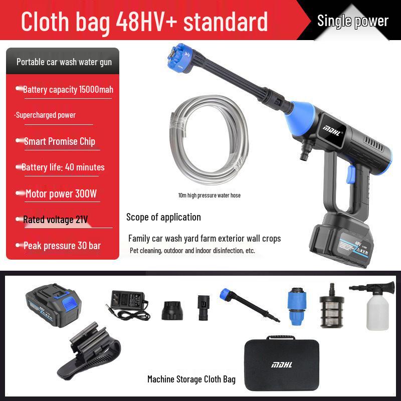 High-Pressure Wireless Portable Car Wash Gun with Lithium Battery