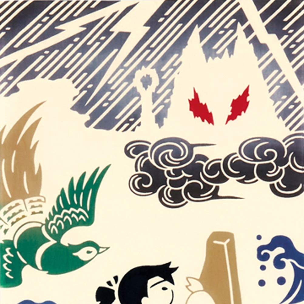 Made in Tenugui 35 x Japanese Folktale Momotaro Miyamoto-Towel Kenema, Japan, Chū-dyed (Tenugui) 90cm, (50160)