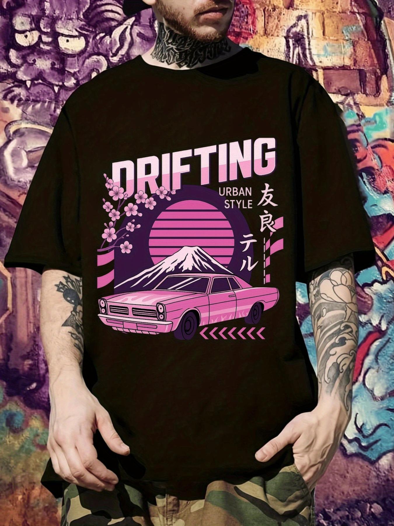 Drifting Graphic T-shirt - Japanese Streetwear Tee with Drifting Car S