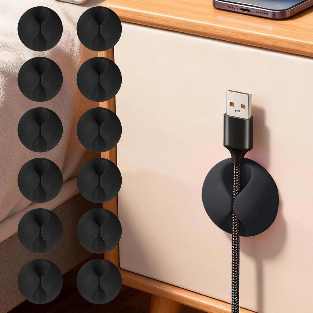 10PCS Desk Cable Organizer Clips for Wire Management Adhesive Cord Holders USB Charging Cables Office Desktop Organization