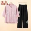 Elegant Embroidered Floral Summer Set for Mature Women