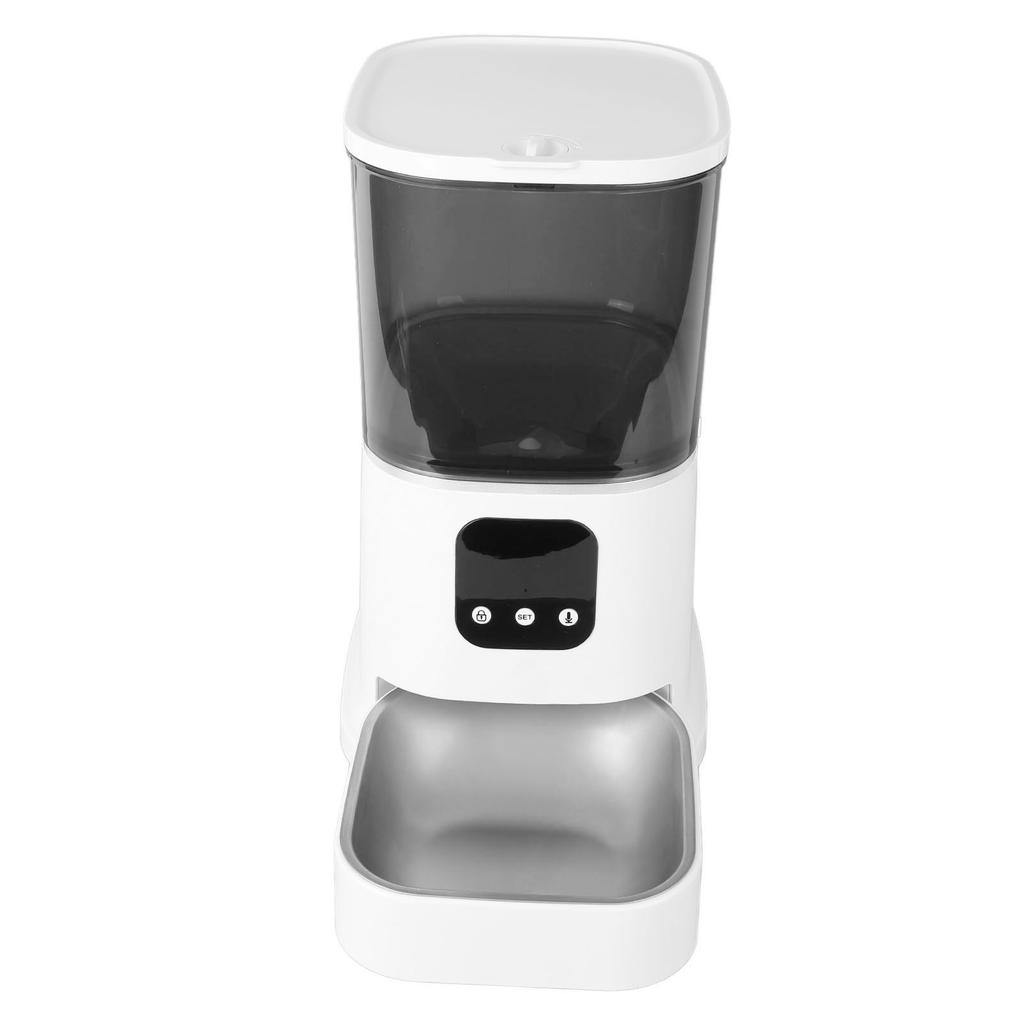 Automatic Pet Feeder 6L Fixed Time RC Smart Food Dispenser Pearl White WIFI Pet Food Timer for Cat Dog 100‑240V EU Plug