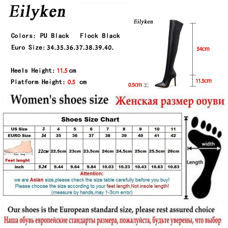 Fashion Eilyken Winter Over The Knee Women Stretch High Heel Slip On Shoes Pointed Toe Long Boots Botas De Mujer