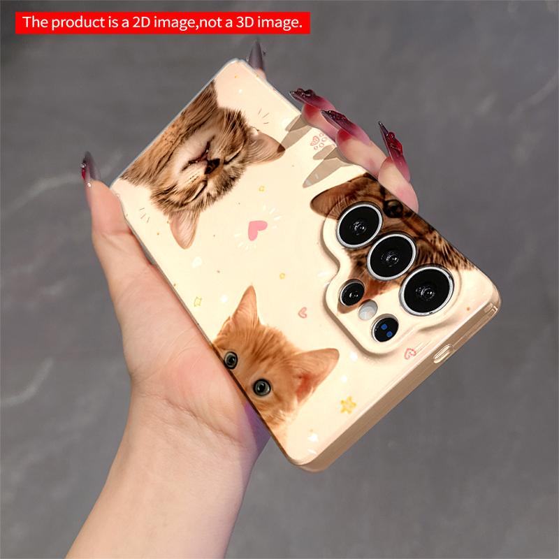 2DFlat Samsung phone case Cute Kittens Love Design Phone Case Applicable to Galaxy S23 S24 S25ULTRA S26 A12 A14 A15 A16 A54 A55