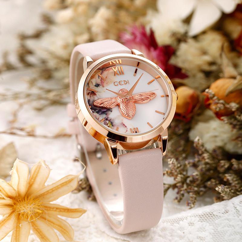 Gedi Rose Gold Ladies Watch With Quartz Movement And Water Resistance For Casual Wear