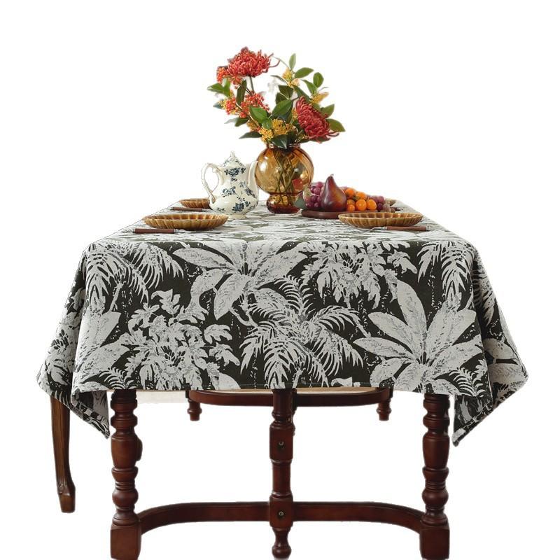 Polyester Cotton Color Woven Jacquard Bohemian Flower Geometric Tablecloth Rectangular Coffee Table Tablecloth Dining Table Cloth