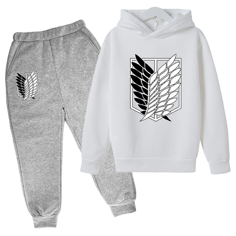 Japanese Manga Children Spring And Autumn Hoodie Pants Two Piece Suit Boys And Girls Outdoor Sports Set Kid Casual Pullover Coat