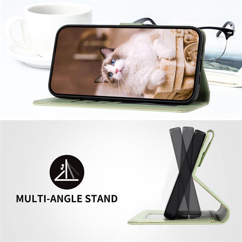 Samsung S24 Plus/iPhone 15 Cartoon Cat Love Heart Leather Flip Case with Card Holder