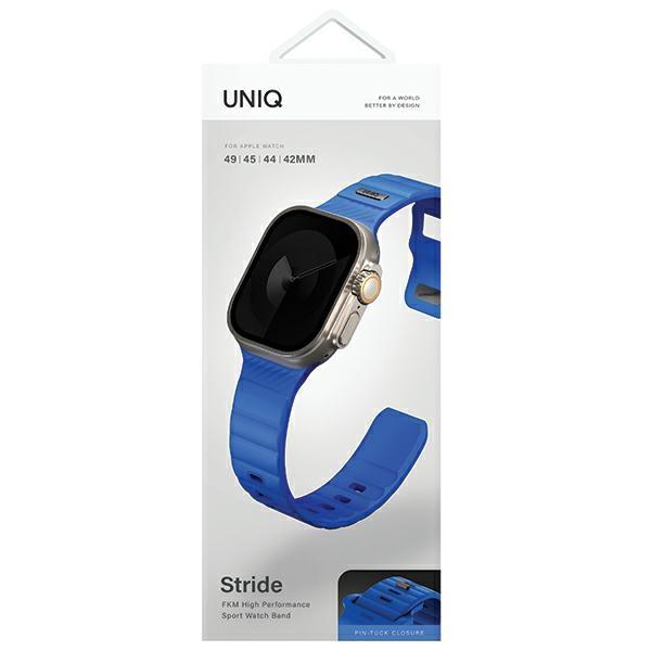 Uniq Pasek Stride Apple Watch Series1/2/3/4/5/6/7/8/9/Se/Se2/Ultra/Ultra 2 42/44/45/49Mm Fkm Rubber Strap Niebieski/Cobalt Blue