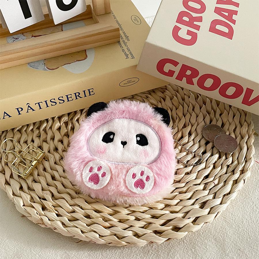 Gradient Panda Coin Purse: Kids' Plush Wallet & Card Holder Gift