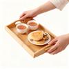 Bamboo Rectangular Cup Tray Tableware Holder Fruit Bread Dessert Tea Food Tray with Handle Dinner Serving Tray
