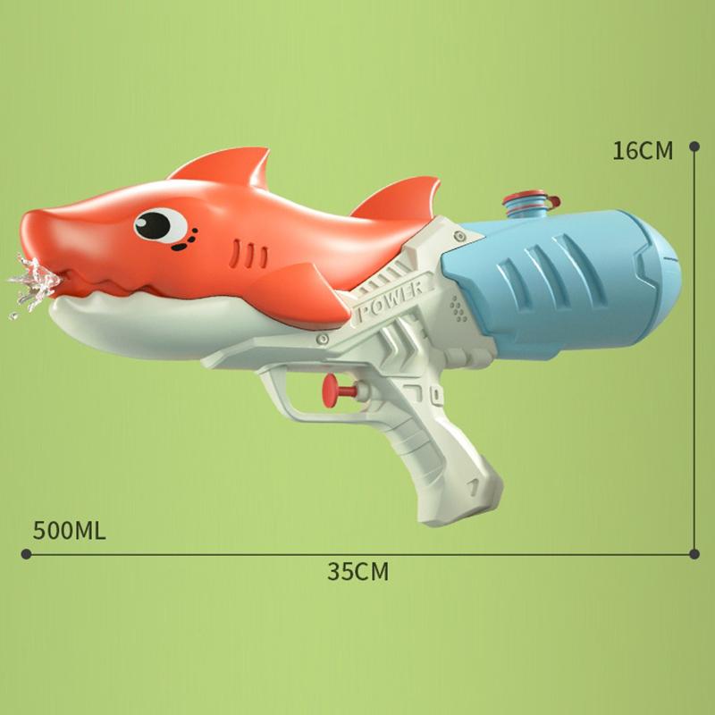 Kids Cartoon Shark Water Gun Portable Summer Absorbing High Pressure Water Gun Beach Outdoor Water Rifle Fight Adult Toys
