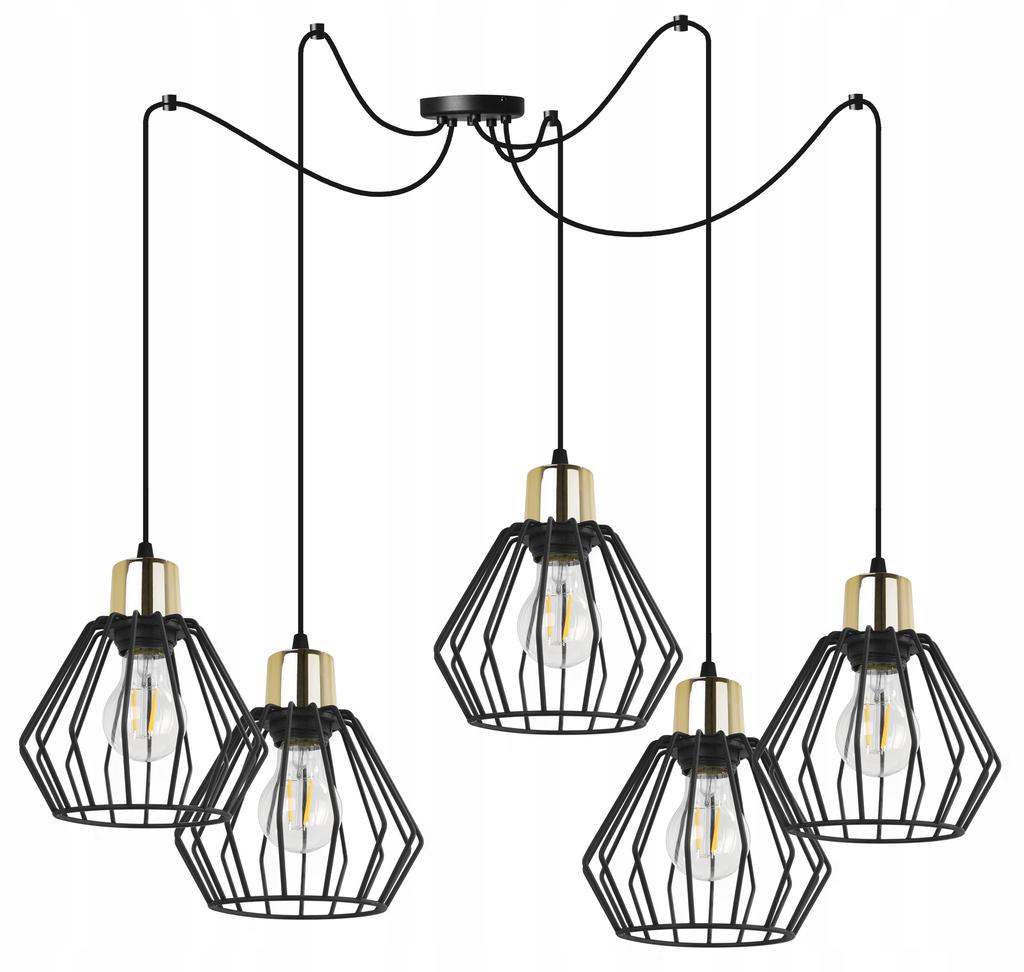 Hanging Lamp, Ceiling Chandelier, Wire Shade, Led