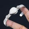 925 Sterling Silver Pear Crazy Lace Agate Gemstone Handcrafted Bangle Bracelet