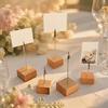 Cubo de Exibição de Fotos de Madeira Suporte com Clipe para Recados, Suporte Quadrado de Base Sólida de Madeira para Recibos de Restaurante, Suporte Vertical para Recibos para Festa de Casamento ou
