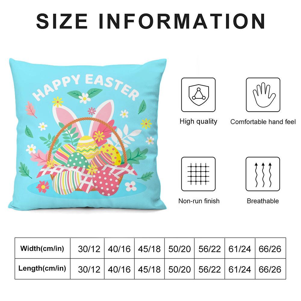Easter Happy Cushion Cover Pillowcase Ultra Soft Skin Friendly Fabric Cloud Like Comfort & Concealed Zipper