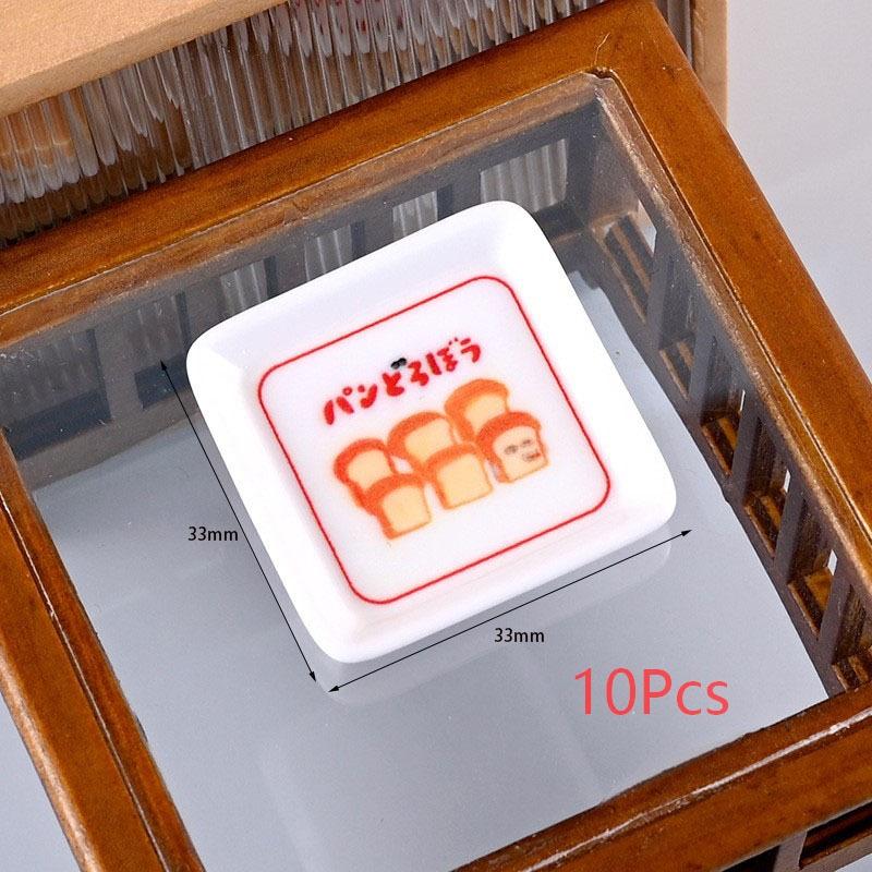 

10Pcs 1/12 Dollhouse Cartoon Mini Tray Dishes Set Dollhouse Simulation Kitchen Decoration Toy Kid Pretend Play Toys A1