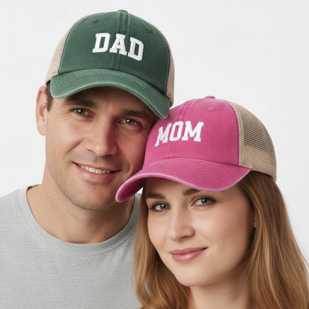 Visors DAD MOM Baseball Hats Mesh Net Sunscreen Hats Washed Distressed Faded Cap  for Man Women