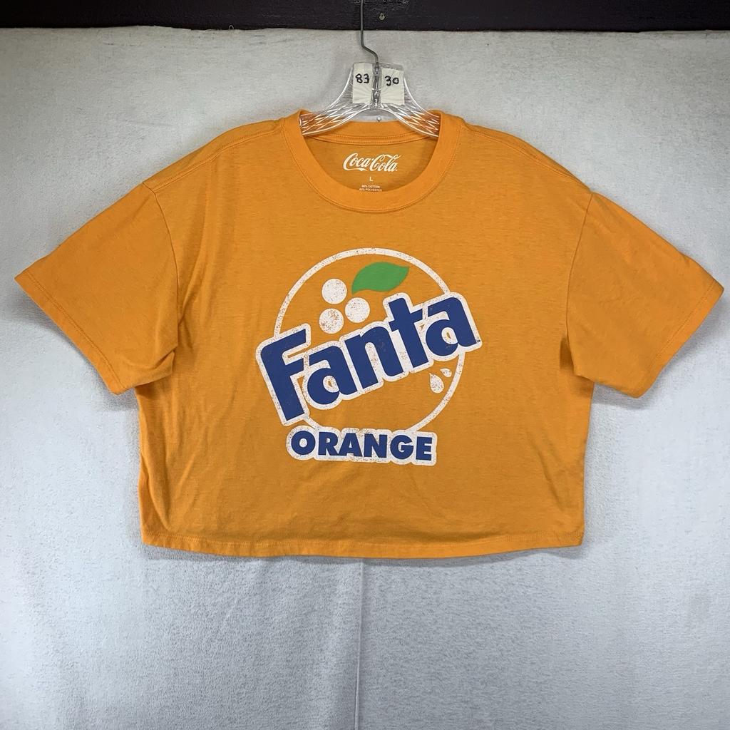 Women's Fanta Graphic Orange T Shirt Large Super Thin Lightweight Cropped