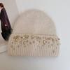 Knitted Hat Women's Winter Thickened Warm Ear Protection Hat Rhinestone Wool Hat Winter Hats for Women, Beanies for Women, Hats for Women Winter