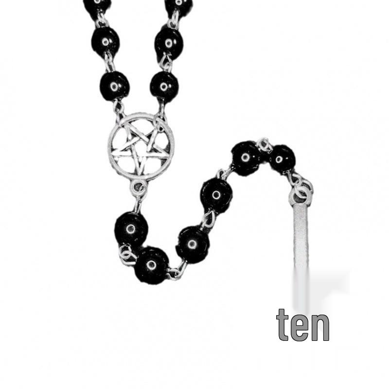 Rose Inverted Cross & Five-Pointed Star Pendant Necklace