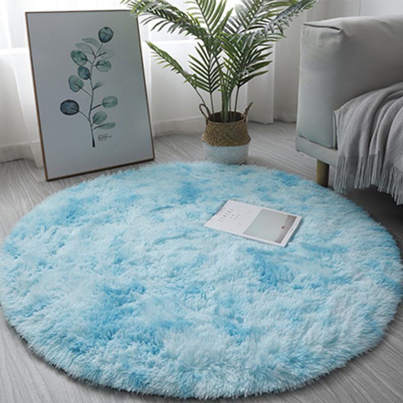 Silk Carpet Tie Dye Long Hair Thick Round Carpet