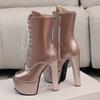 Women's high-heeled cool boots, sexy European and American style waterproof platform thick heel large size fish mouth shoes