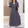 European summer chic design waist pinched small temperament dress fat mm thin large size knee casual skirt