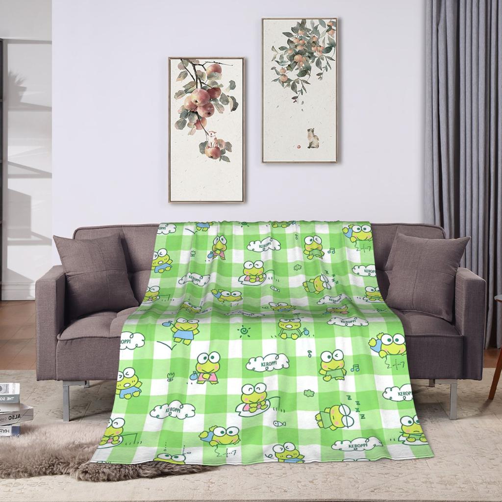 Super Soft Blanket Kids Adult Travel Keroppis Throw Blanket Cute Frog Flannel Bedspread For Couch Chair Novelty Sofa Bed Cover