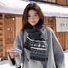 Korean atmosphere knitted scarf women's winter warmth thickened Fair Island jacquard versatile neck protection scarf student model