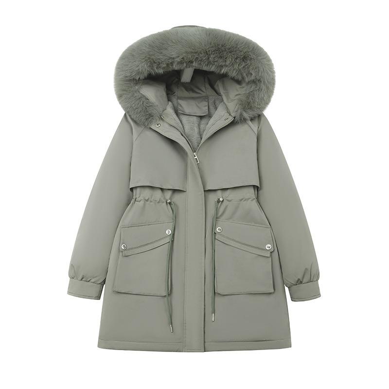 New velvet pie overcomes cotton-padded clothes, winter down cotton-padded clothes, medium and long loose warm jackets